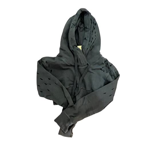 NWT Niyama Sol destroyed crop hoodie Espresso brown sz XS 100% cotton soft warm - Picture 6 of 11